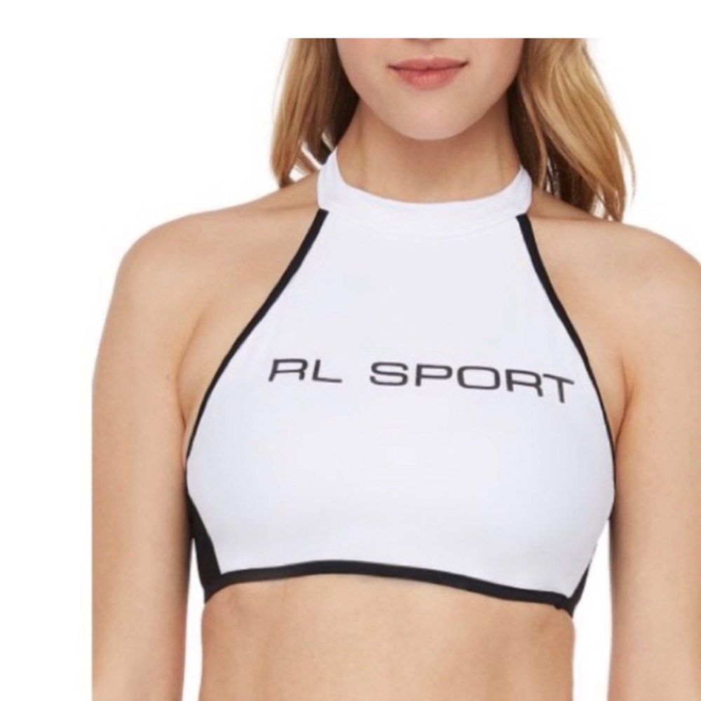 Polo • Ralph Lauren Sport Logo Mesh Trim Piece Bikini XS White/Black